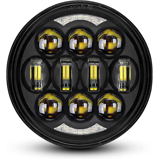 2017 Latest 80W Oslam Chip 5-3/4 inch 5.75 inch Round LED Project Day Maker Headlight Harley Davidson Auto Bay Black
