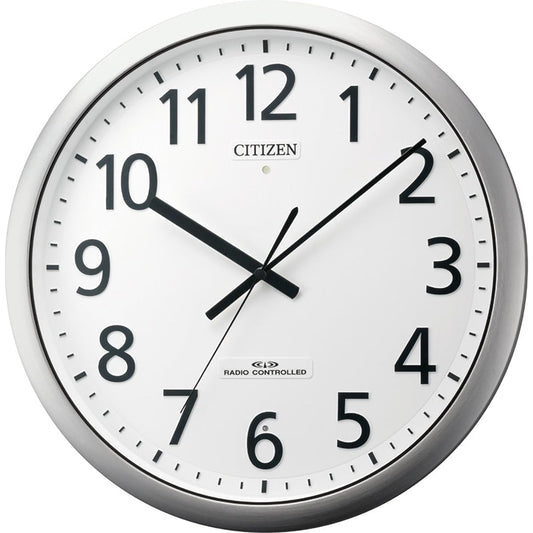 RHYTHM Wall Clock Radio Controlled Clock Office Indoor Splashproof Dustproof Quiet Stainless Steel Frame Continuous Second Hand Silver 38 x 5.7cm Office Supplies Factory Office Palphys 484 Citizen CITIZEN 8MY484-019
