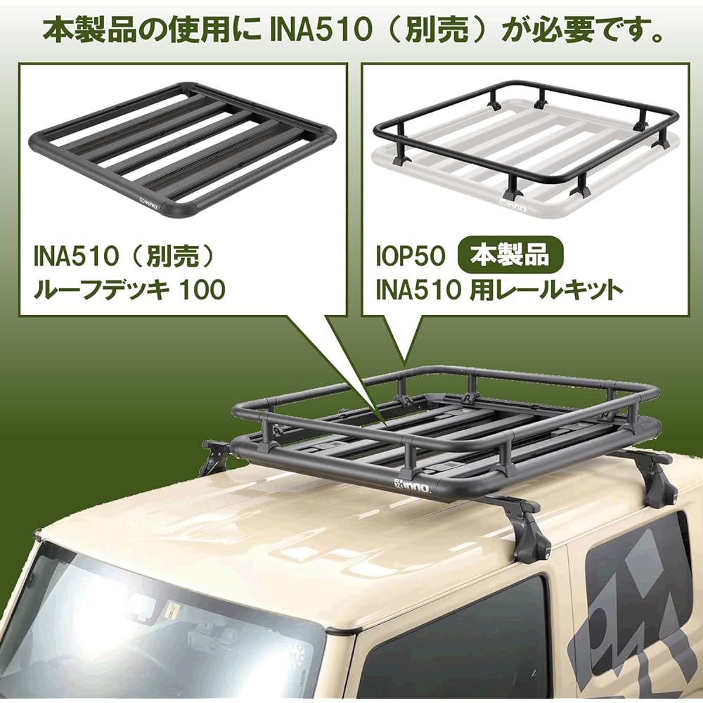 Carmate roof carrier inno roof deck INA510 exclusive option rail kit black IOP50