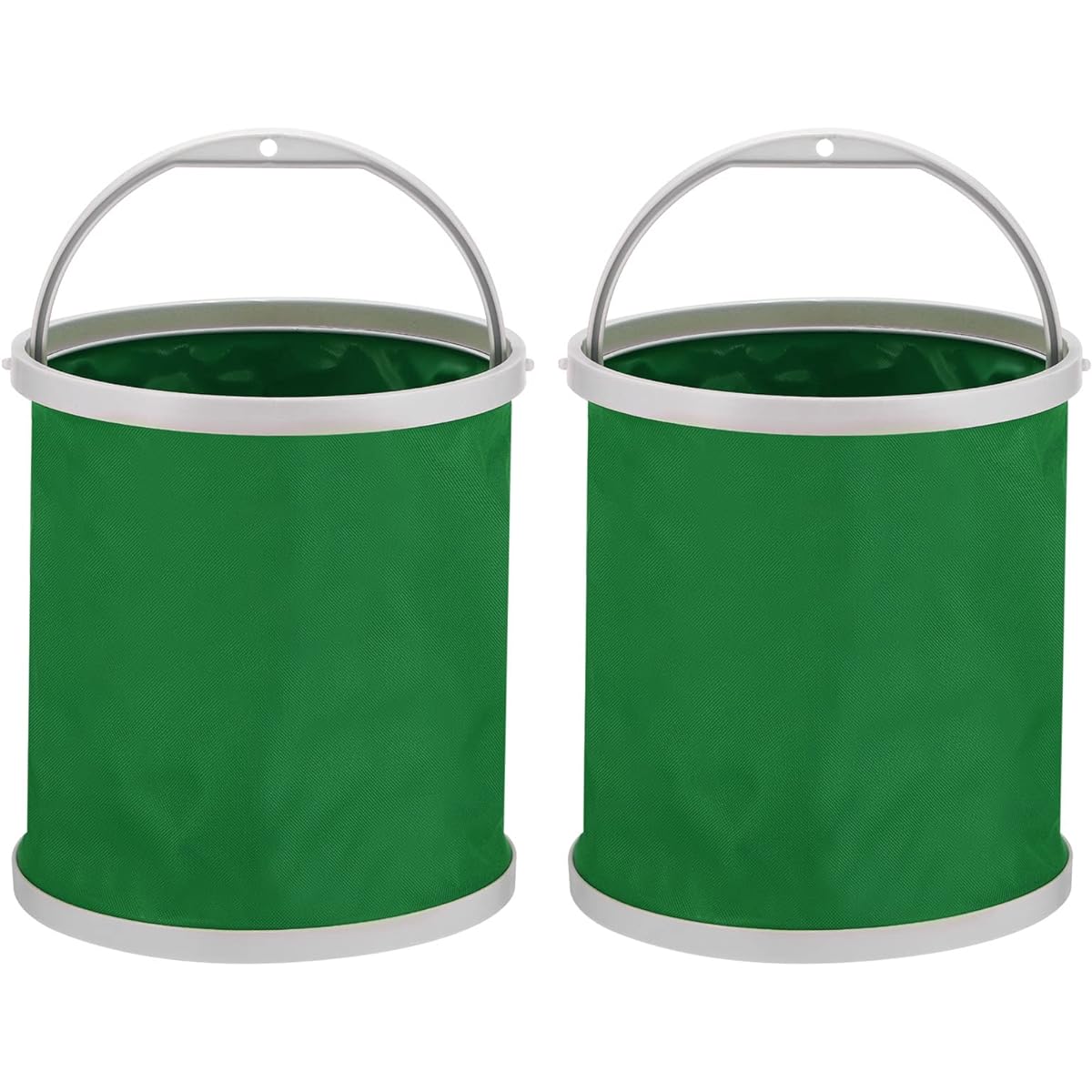 PATIKIL Fishing Bucket Water Tank Cleaning Bucket Foldable with Handle for Camping Car Wash 11L Green 2 Pieces