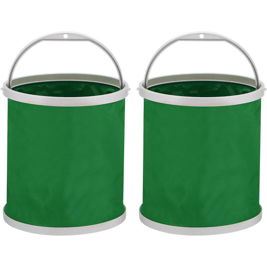 PATIKIL Fishing Bucket Water Tank Cleaning Bucket Foldable with Handle for Camping Car Wash 11L Green 2 Pieces
