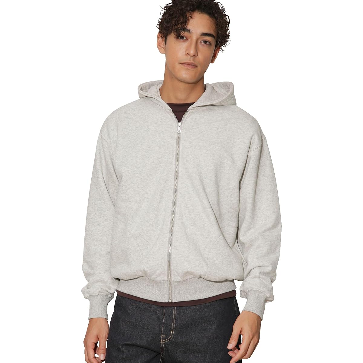 Nano Universe "NJ/CLUB" HOMESTOCK Finely brushed fleece zip sweat hoodie