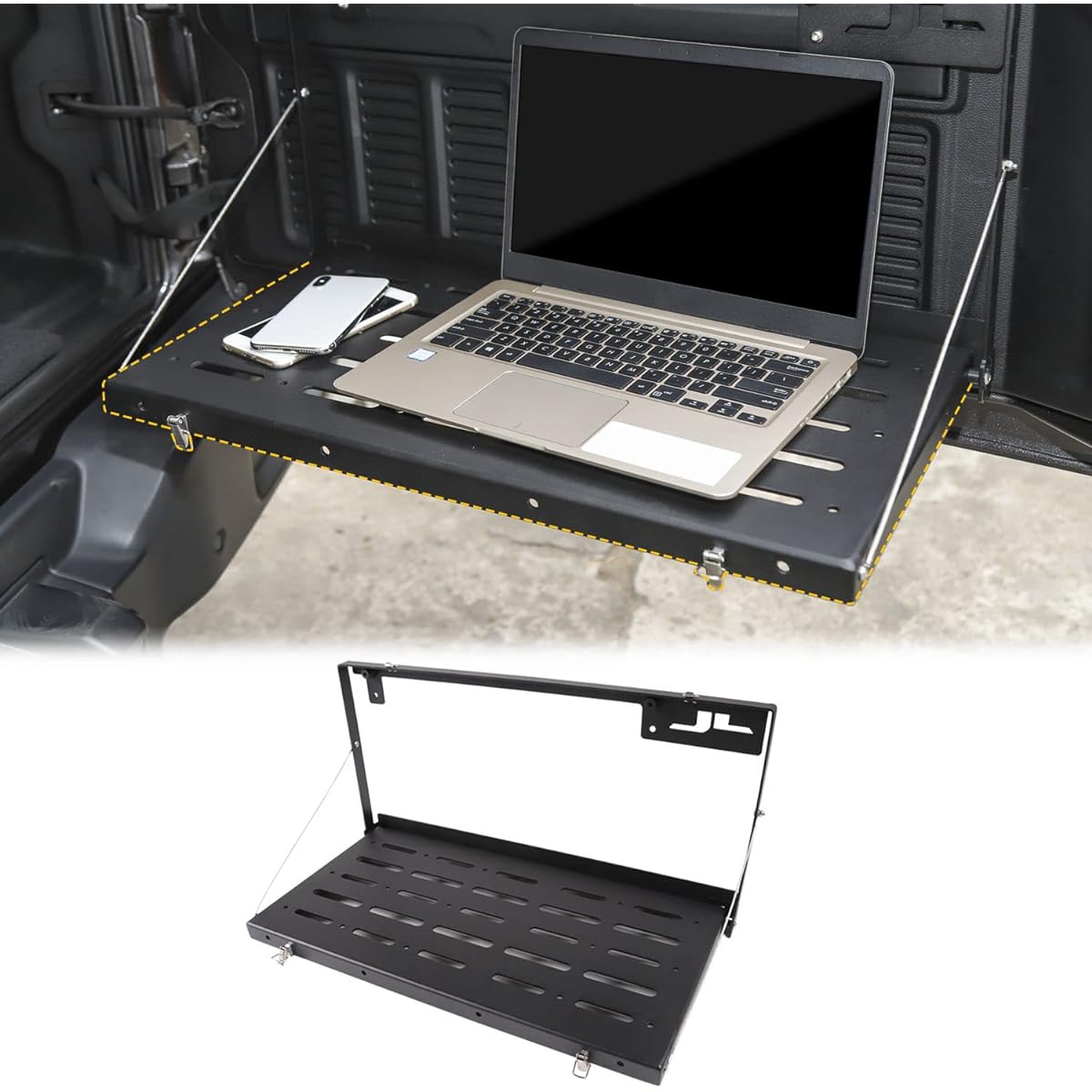 JECAR Tail Gate Table Rear Folding Cargo Shelf Aluminum Alloy Storage Shelf 2018-2022 Greangler JL JLU Black