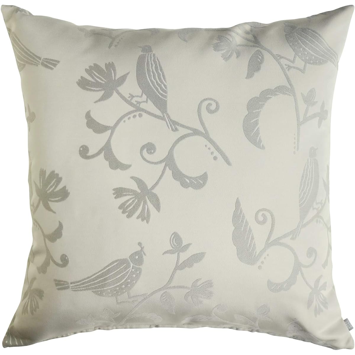 Quarter Report Jacquard Cushion Cover Foresty Gray Approx. 60 x 60cm Bird Pattern Floral Pattern Zipper Type [Made in Japan]