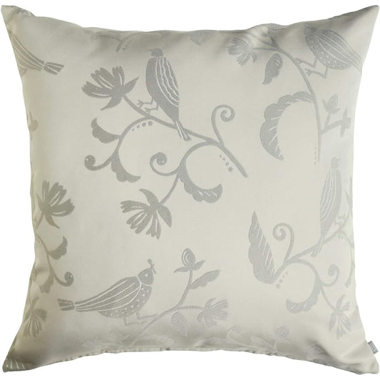 Quarter Report Jacquard Cushion Cover Foresty Gray Approx. 60 x 60cm Bird Pattern Floral Pattern Zipper Type [Made in Japan]