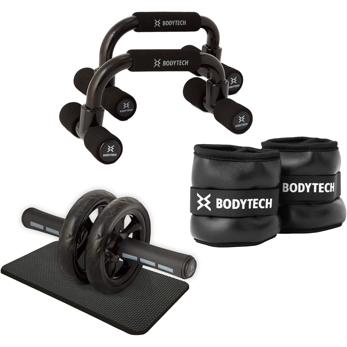 Bodytech Ab Roller with Knee Protection Mat Load Capacity 200kg Double Roller Exercise Ab Wheel BTS91NH001