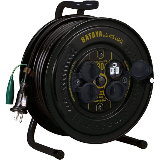 HATAYA Cord Reel Sunday Rainbow Reel 30m Outdoor Rainproof Grounded (SG-30K Black Paint) HATAYAxGranGear Collaboration Product Black Color SG-30KB3