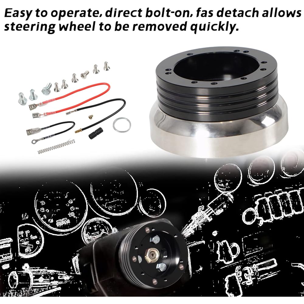 GSTP 5 & 6 Hole Billet Steering Wheel Hub Adapter Black