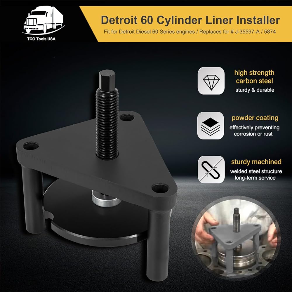 Cylinder Liner Installer DD60 & J-35597-A & 5874 Detroit Diesel 60 Series Engine