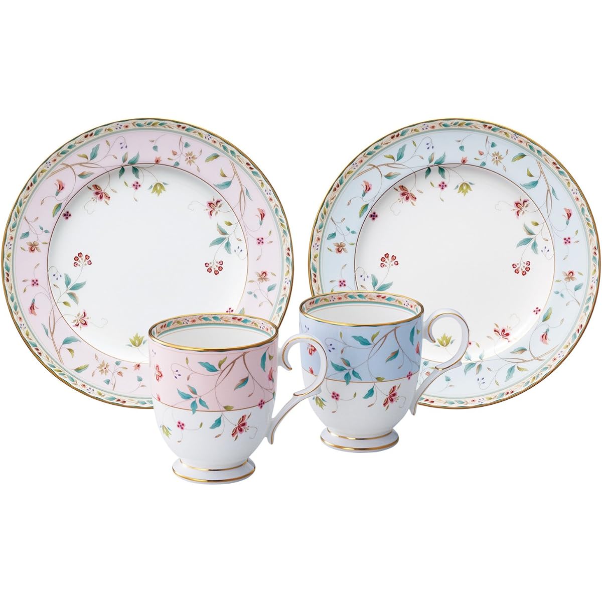 Noritake Mug & Plate (Color-changing Pair Set) Mug: 320cc Plate: 21cm Hanasara Mug: 2 pieces Plates: 2 pieces Pink/Blue Bone China M9712/4409-56