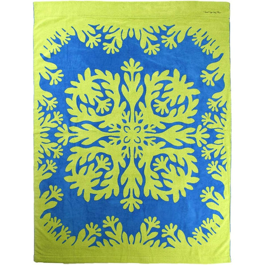 [Cathy Mom Island Style] Towel Blanket Hawaiian Quilt Pattern Island Series 86108509 Women's 86108509B Naupaka Blue Approx. Width 140 x Height 190cm