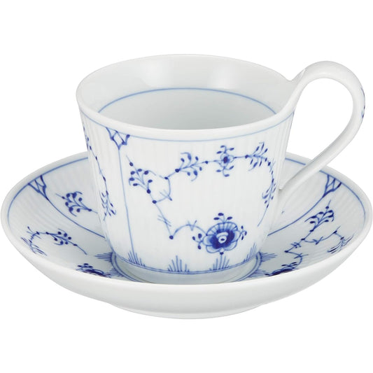 [Regular Imported Product] Royal Copenhagen Blue Fluted Plain High Handle Cup & Saucer 240ml Wedding Gift 1017176