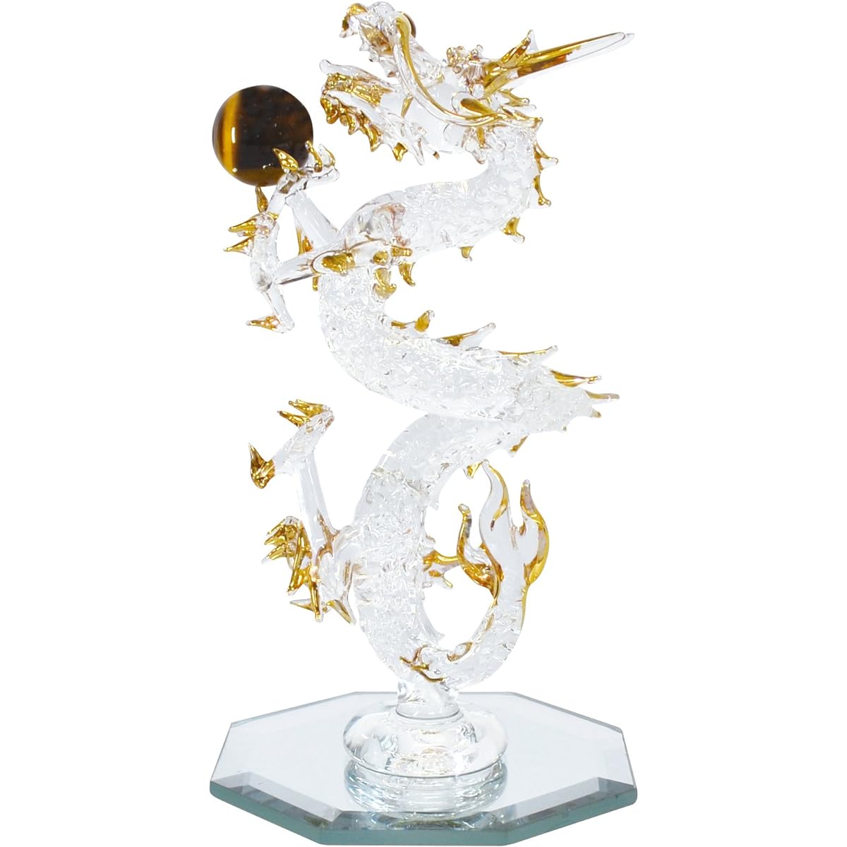 Castle Enterprise (Castle Enterprise) Four Cart Handmade Glasswork Feng Shui Good Luck Auspicious Money Luck Rising Dragon