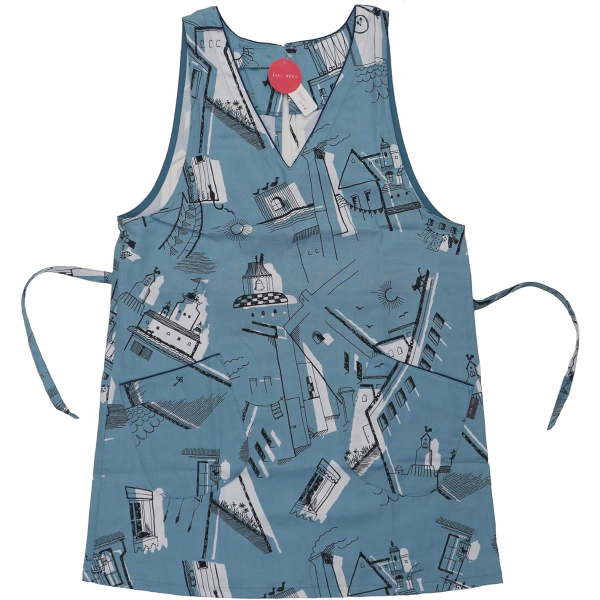 isso ecco apron dress vertical one size fits most made in Japan (blue)