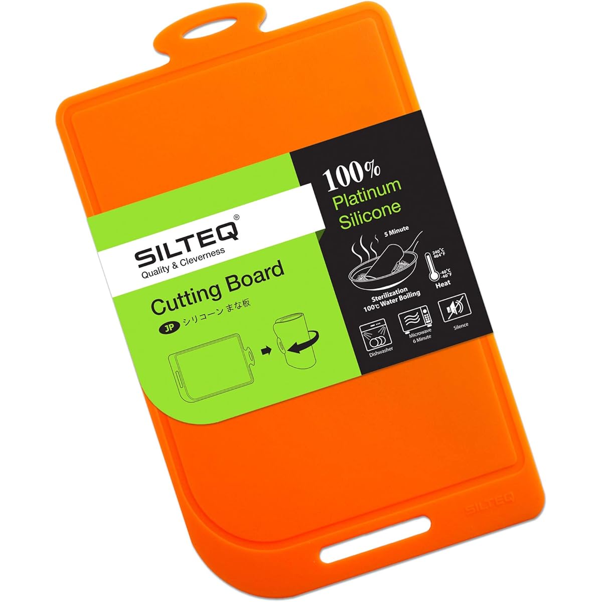 Kirei no Mikata Platinum silicone cutting board that can be rolled up and sterilized by boiling, L size, orange
