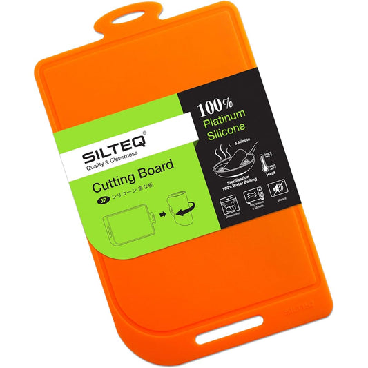 Kirei no Mikata Platinum silicone cutting board that can be rolled up and sterilized by boiling, L size, orange
