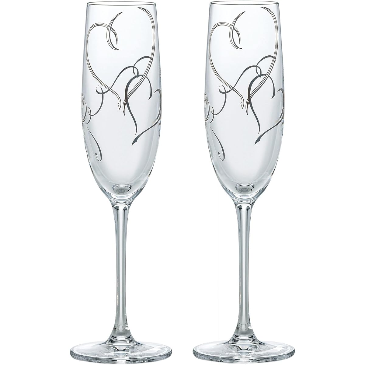 Toyo Sasaki Glass Pair Champagne Glass Silver 170ml Benedile Heart Pattern G453-S101 2 pieces