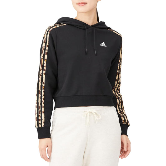 [Adidas] Sweatshirt Hoodie Essentials 3 Stripes Animal Print Relaxed Hoodie KLU38 Women's