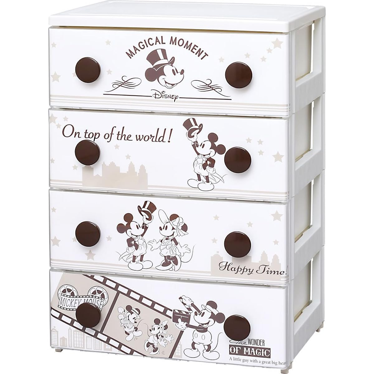 Iris Ohyama Storage Chest Mickey 4 Tier Complete Product Made in Japan Kids Width 55 x Depth 43 x Height 81cm CHG-T554
