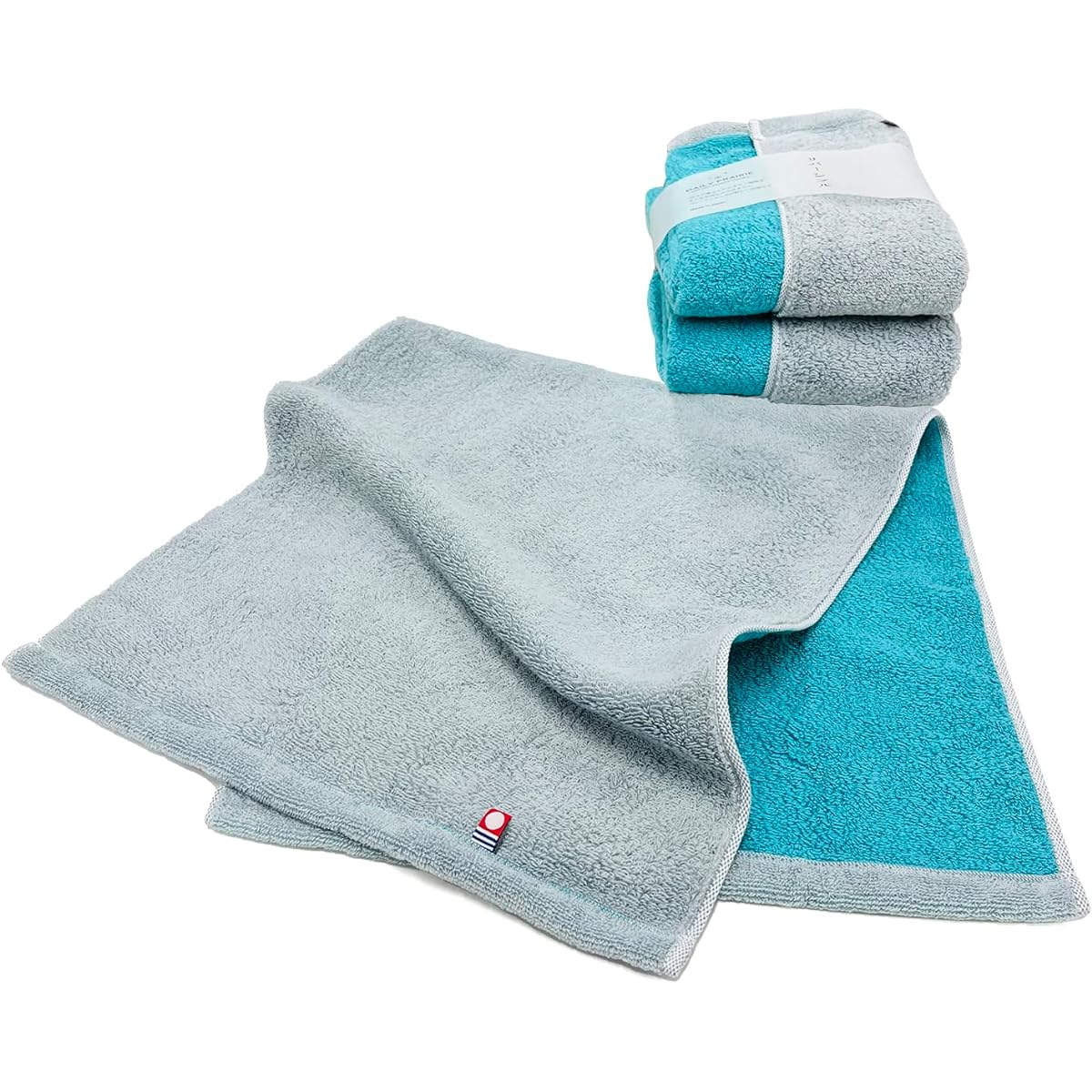 DAILY PRAIRIE Imabari Towel Large Bath Towel Set of 3 Large Cotton Reversible 70 x 130cm (Mint/Blue)