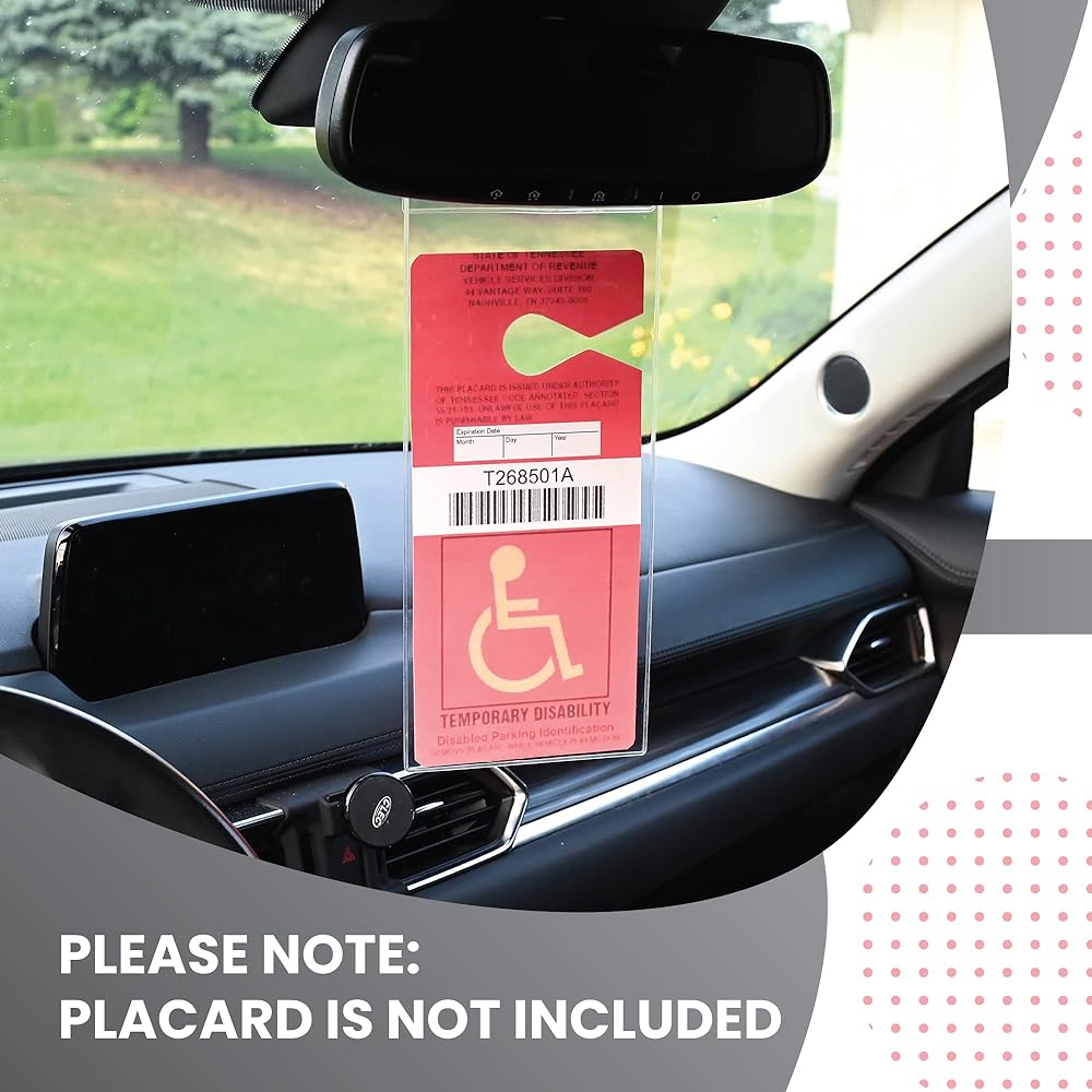 STROMGUARD Handicap Parking Plastic Holder Transparent Parking Personal PM Plator Holder Cover A large hanger accessories (2 packs)