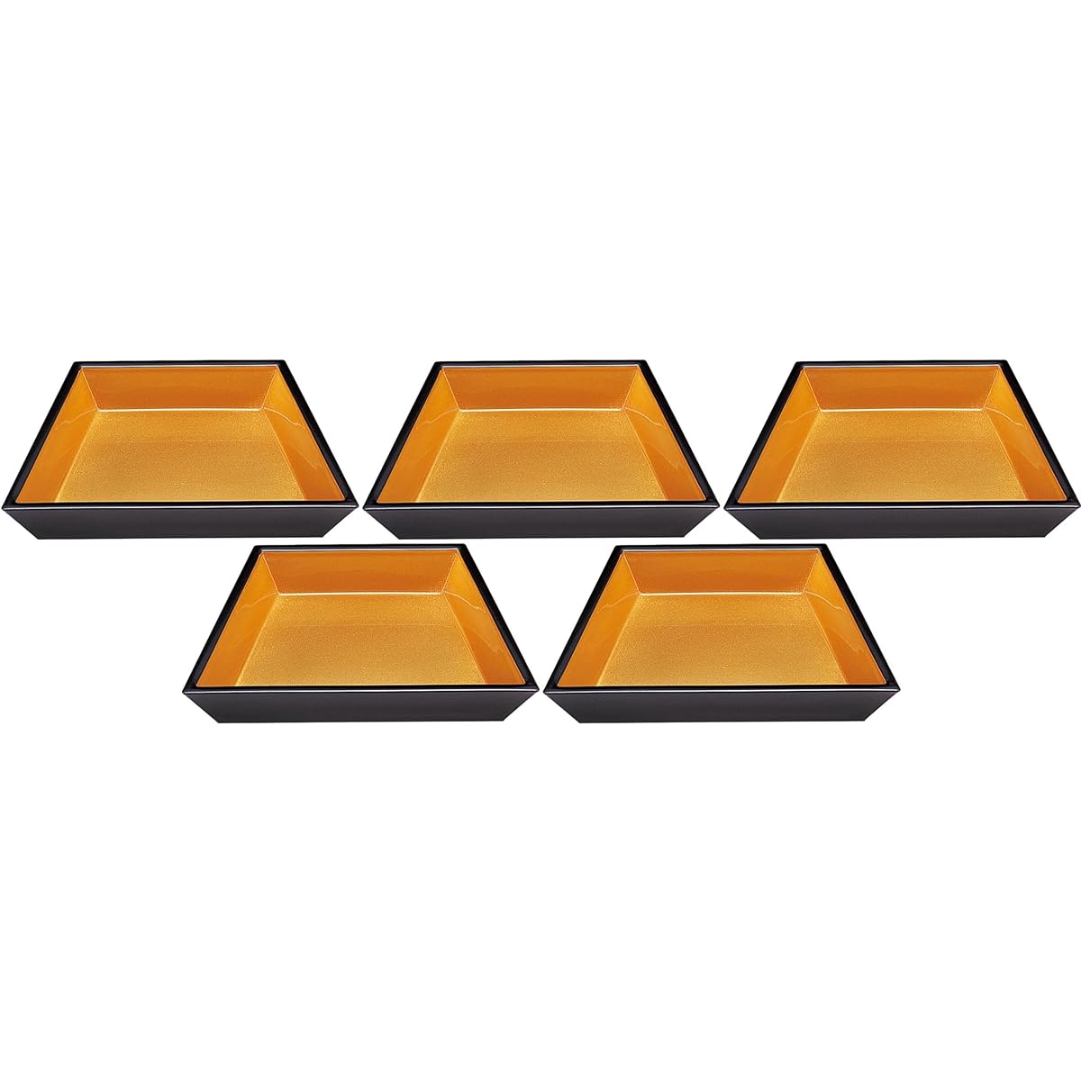 Set of 5 [A] Fuji-shaped pot Kurouchi Kinya [20×13.3×3.7cm] | Square pot