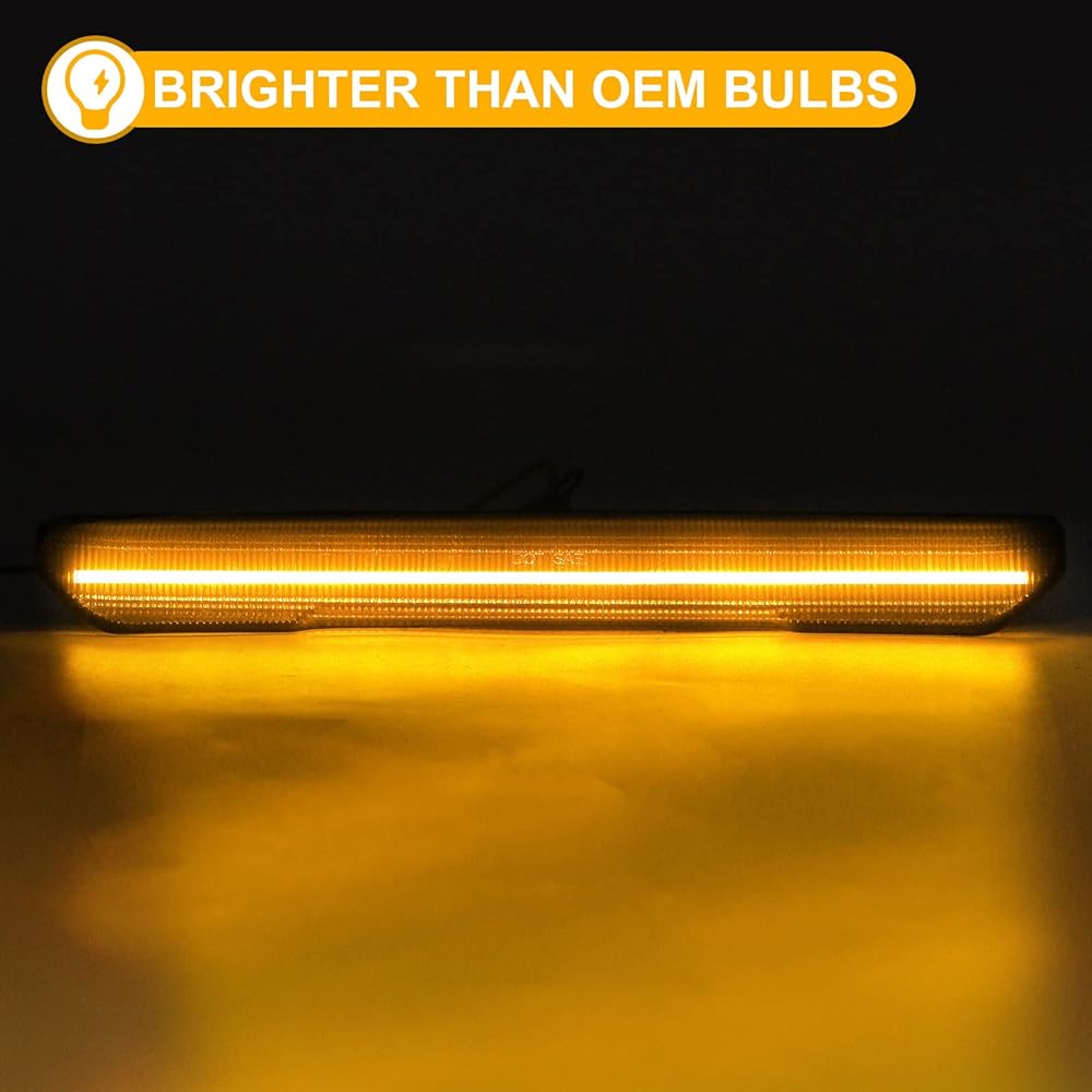 R & F Auto Amber Moke Lens LED Side Marker Light Replacement 4 Sierra 2500HD 3500HD 2020-2024 Pickup Track Amber Front Rear Fender Side Marker Ride seat lamp