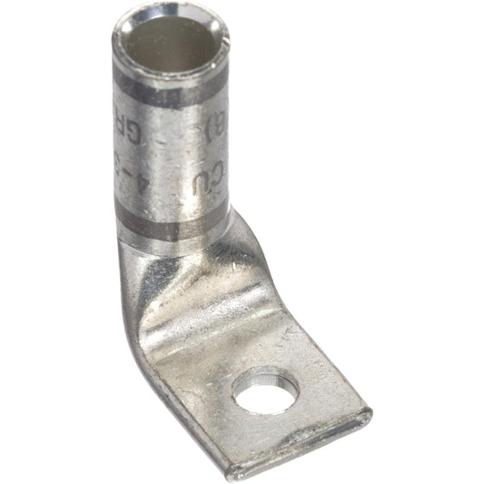 Panduit Domestic Genuine Copper Compression Terminal, 1 Hole, Standard Barrel with Hole for Confirming Wire Insertion, Stranded Wire AWG4 – AWG3, Solid Wire AWG2, Barrel Angle 90°, 50 Pieces LCA4-38F-L