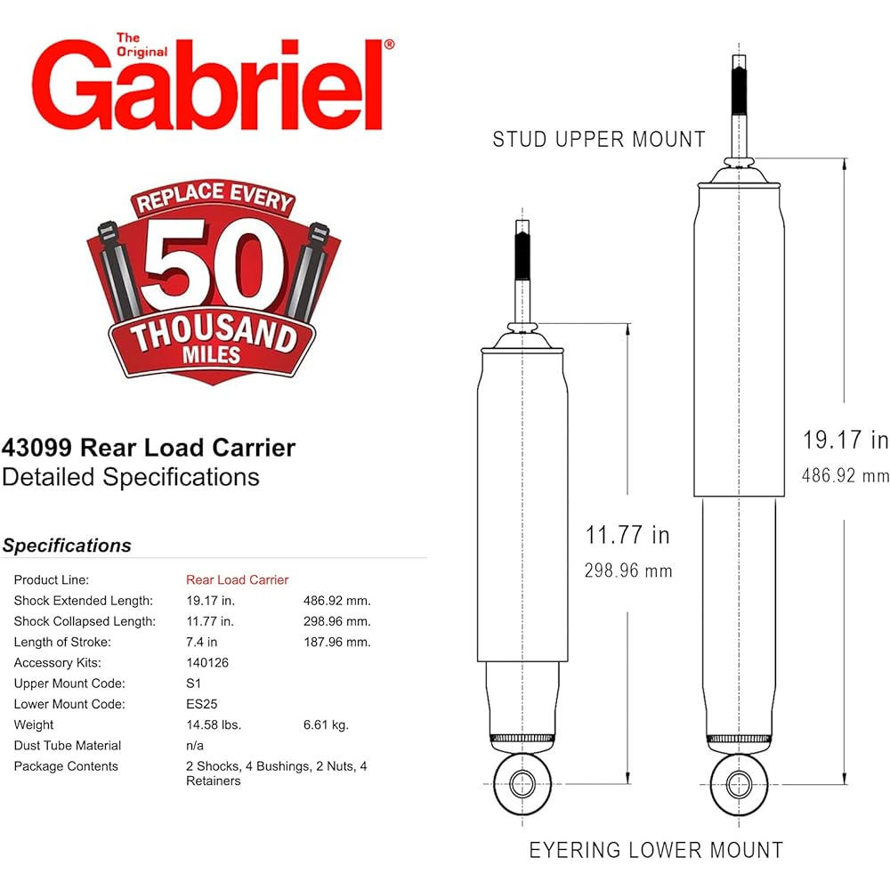 Gabriel 43099 Rear Road Career 2 Pack