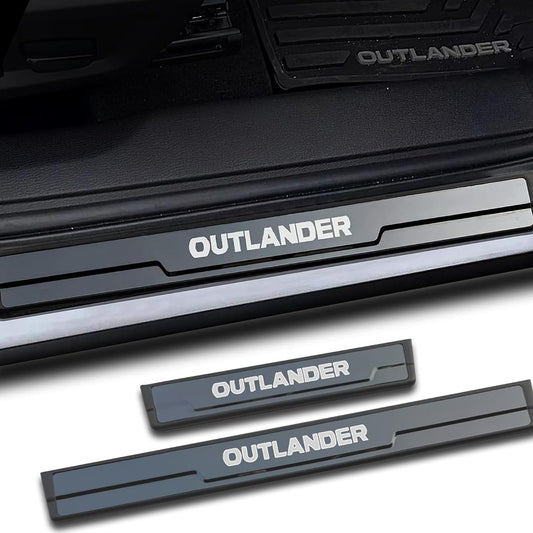 GZBFTDH Car Door Sill Scuff Protector for Mitsubishi Outlander 2013-2022 Accessories Stainless Steel ABS Plastic Door Entry Guard Plate Trim Cover Auto Interior Accessories Parts Kick Panel 4pcs Black