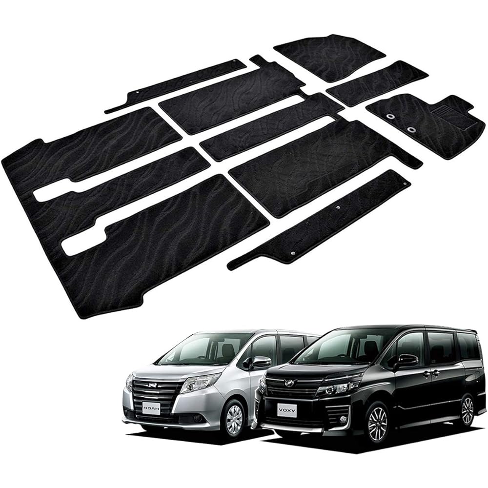 Fenice Car Mat Floor Mat Step Mat Domestic Production (For Toyota Noah Voxy 80 Series 7 Seater Gasoline Car) Wave Black Non-Slip Shape Resistant to Slip Car Mat (Car Parts Specialty Store)