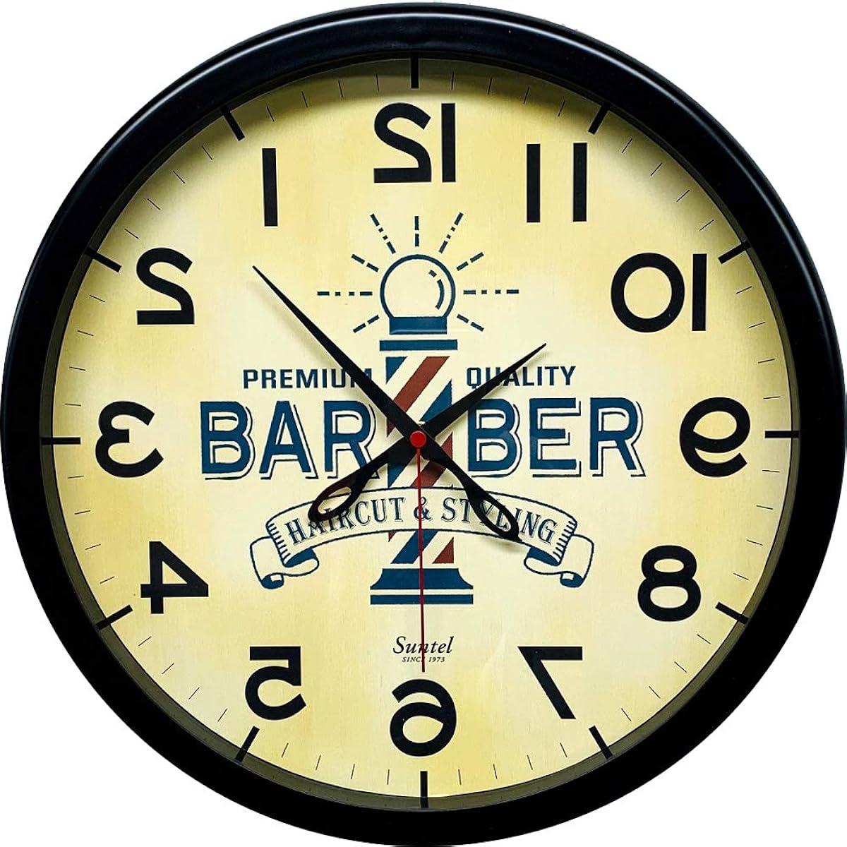 Santel Made in Japan Reverse Wall Clock BARBER SQ08-BK Black Diameter 320 x 40mm