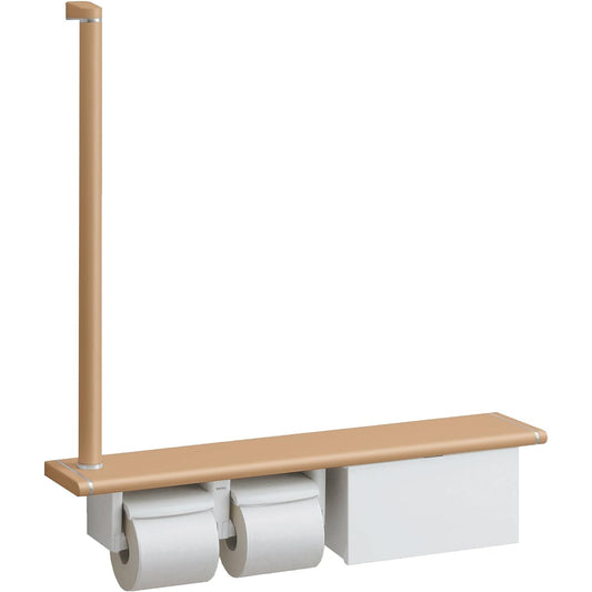 TOTO Natural Wood Handrail 62 Series with Paper Roller and Storage (L Type) Shelf Width 71cm Mil Beige YHB62LBS#MLW (Handrail and Shelf Included)