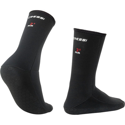 CRESSI Scuba Diving Fins Socks Unisex [ORATA] 2.5mm Thick Smooth Skin Anti-Slip Grip Sole Black [Genuine]