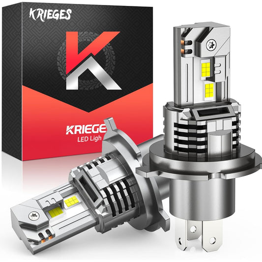 KRIEGES 2024 Upgrade H4/9003/HB2 LED bulb 24000LM 600%High brightness H4 LED 1: 1 The same size H4 Valve fan tip 24 plugs & play halogen replacement 2 packs