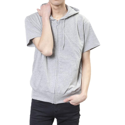 [T-Shirt Dot Esty] Hoodie, Short Sleeve, Plain, Thin, Pile Lining, Zip Up, 6.5oz Men's (S,M,L,XL,2XL,3XL)
