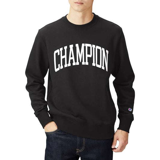 [Champion] Sweatshirt, Long Sleeve, Round Neck, Fleece, College Font Print, Crew Neck Sweatshirt, Custom Made, Basic C8-W042Z Men's