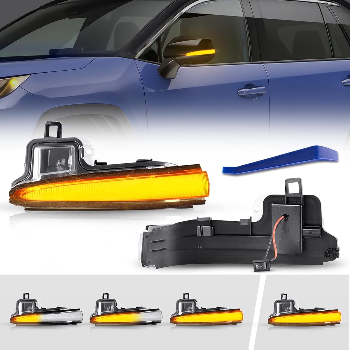 POPMOTORZ Toyota 30 Series Alphard 30 Series Vellfire RAV4 50 Series PHV Sequential Side Mirror Turn Signals [Flowing / Full Flashing Switchable] [Vehicle Inspection Compatible]