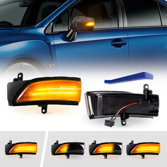 POPMOTORZ Subaru WRX S4 STI VAG/VAB Type Levorg VM Type Door Side Mirror Flowing LED Turn Signal Mirror Sequential [Vehicle Inspection Compatible] [Flowing / Full Flashing Switchable] (Smoke Lenses)