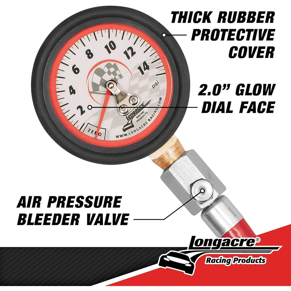 Longacre 52034 Analog 2 inch tire gauge 0-15 PSI