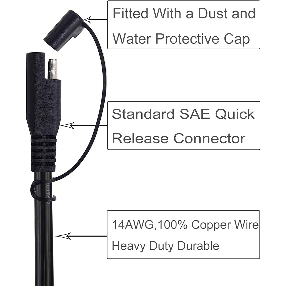 Sccke 6.5 feet 14AWG Ring Terminal SAE Harness Quick Connection/Cutting Assembly 20A Fuse