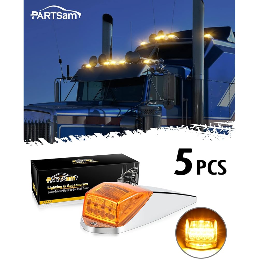 PARTSAM 31LED Amber Cab Marker Light Waterproof Top Ruff running Cabulite Peter Bilt/Kenworth/Freight Liner // Westans/Mac/International/Packer Trail truck