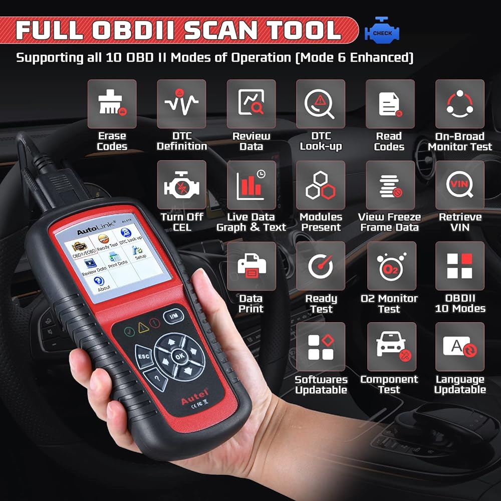 Autel Autolink Al519 OBD2 Scanner Enhancement Mode 6 -Car Diagnosis Tool Engine Code Reader CAN Scan Tool Al319