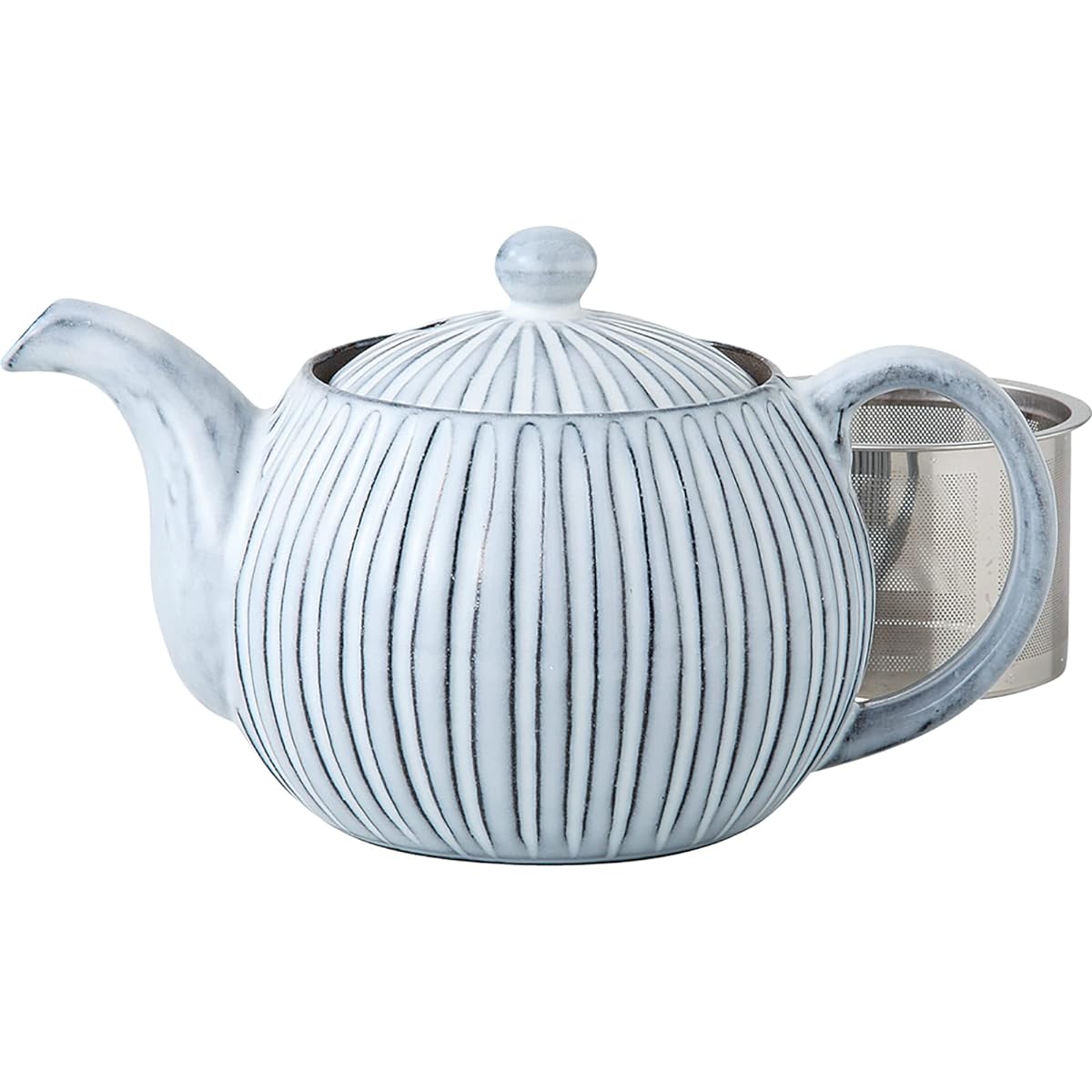 Hasamiyaki Kiriho Teapot Stainless Steel Tea Strainer Set Approximately 500ml Pottery Plain Simple Shinogi Blue Blue Matte Stylish Teapot Pot Made in Japan 14715