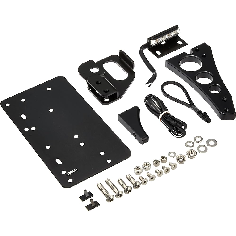 Kijima Motorcycle License Plate Side Number Bracket XL1200X/V/'09 or Later 1200N/883N Aluminum Billet Black Anodized HD-01444
