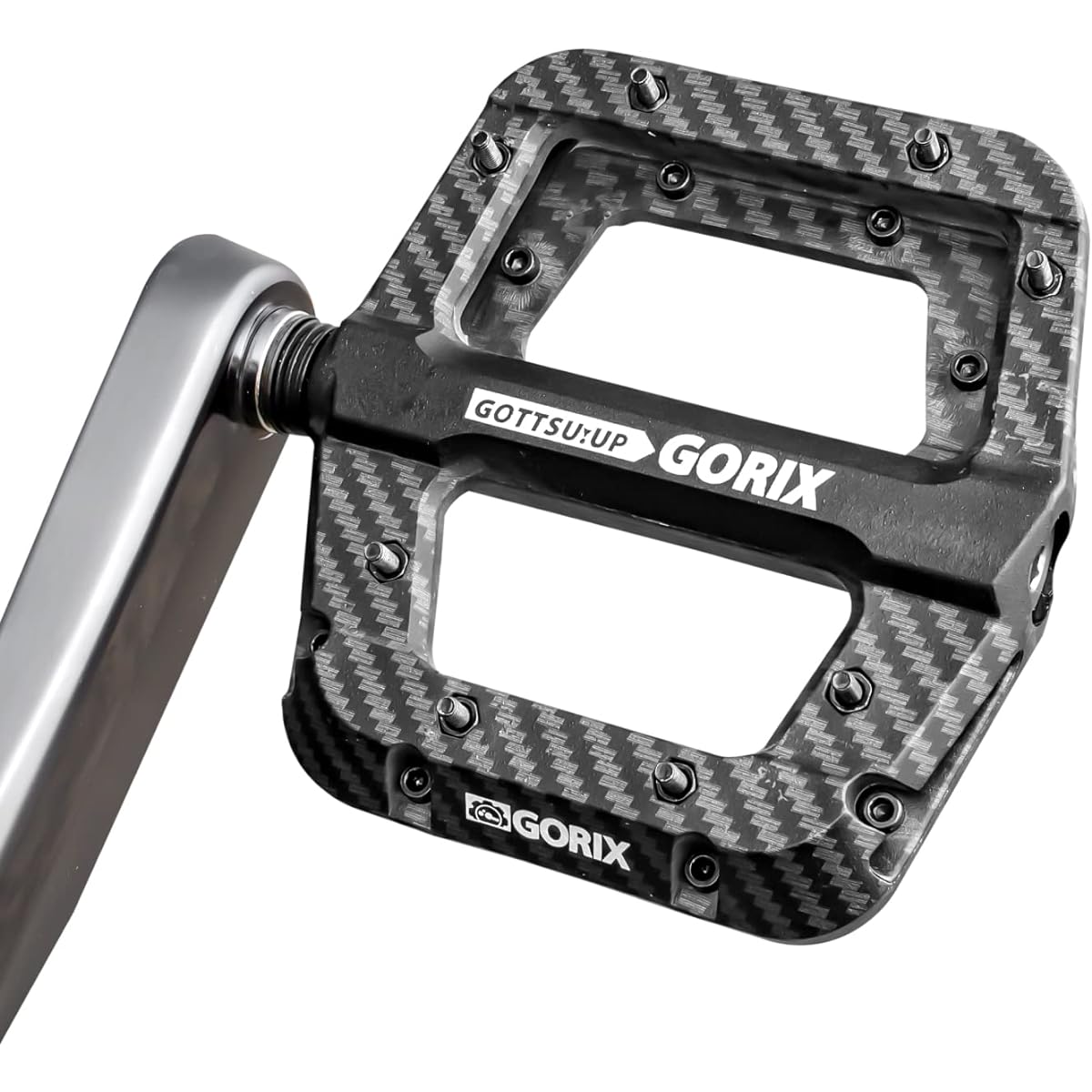 GORIX Bicycle Pedals, Flat Pedals, Carbon Pattern, Reinforced Nylon Material, Wide Tread Surface, Lightweight Model (GX-H55 Carbon Pattern Black), Anti-Slip, Comes with Pins, Cool, Stylish, Spikes, Bicycle Pedals, Road Bikes, Cross Bikes, Mini Velo, MTB