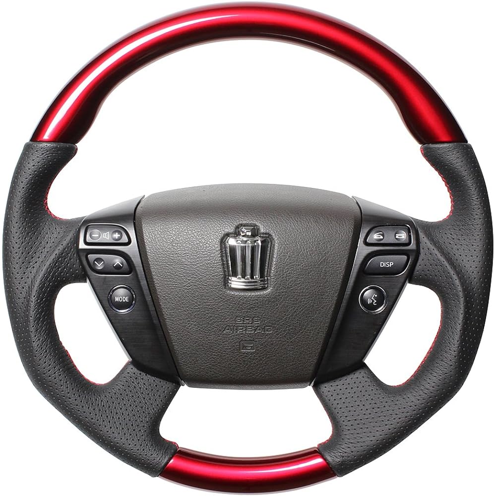 REAL Steering [Crown (200 series)] All leather, red stitching H20-LPB-RD