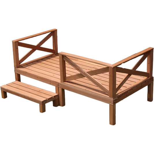 Living Out Natural Wood Deck 0.5 tsubo 6-piece set Brown Deck: Width 90 x Depth 90 x Height 36 cm Step: Width 86 x Depth 30 x Height 28 cm Corner/Straight Fence: Width 86 x Height 41.5 x Thickness 6 cm Wood Terrace Assembly
