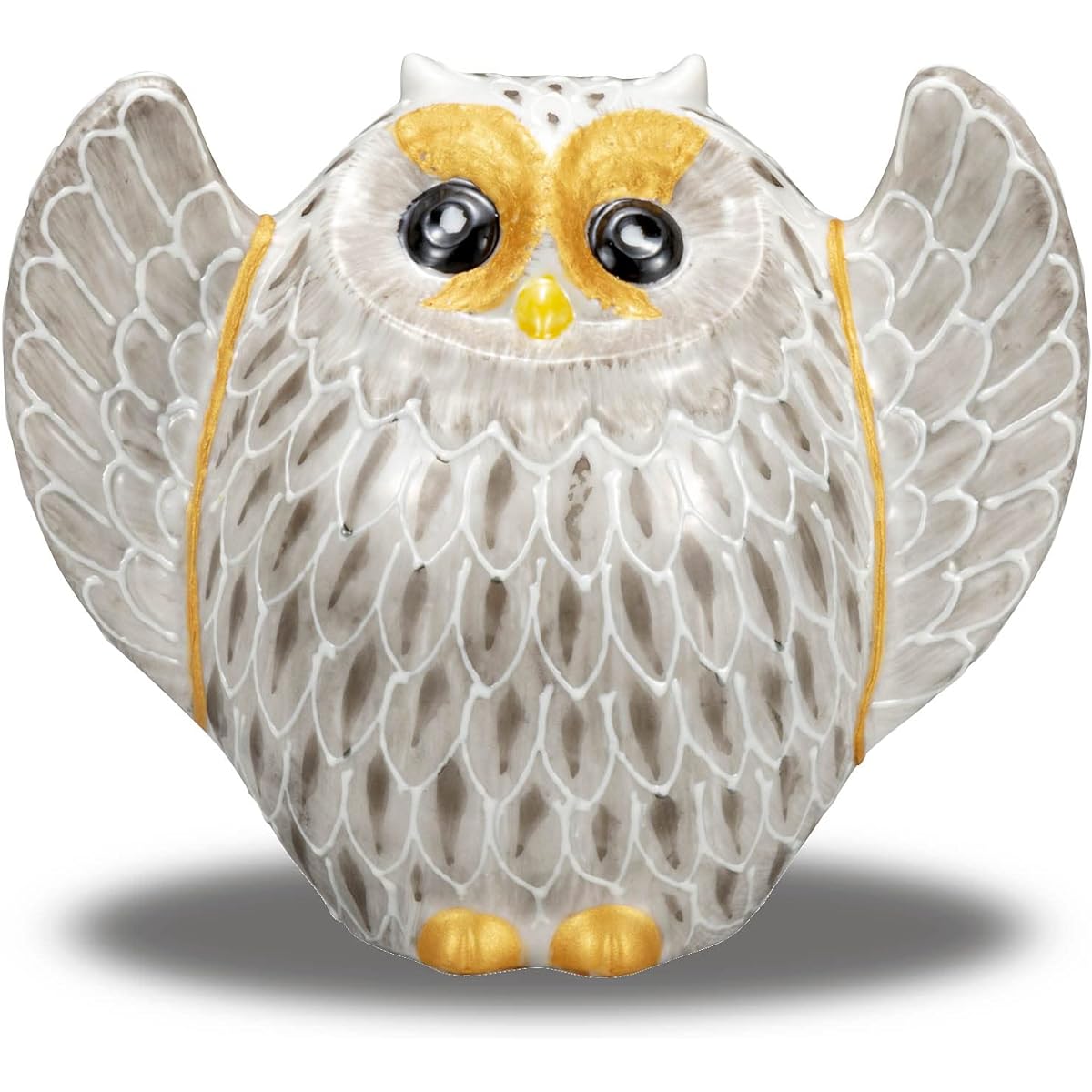 Owl figurine, Kutani ware, flying owl, white and black, 60th birthday celebration, antique celebration, present, gift