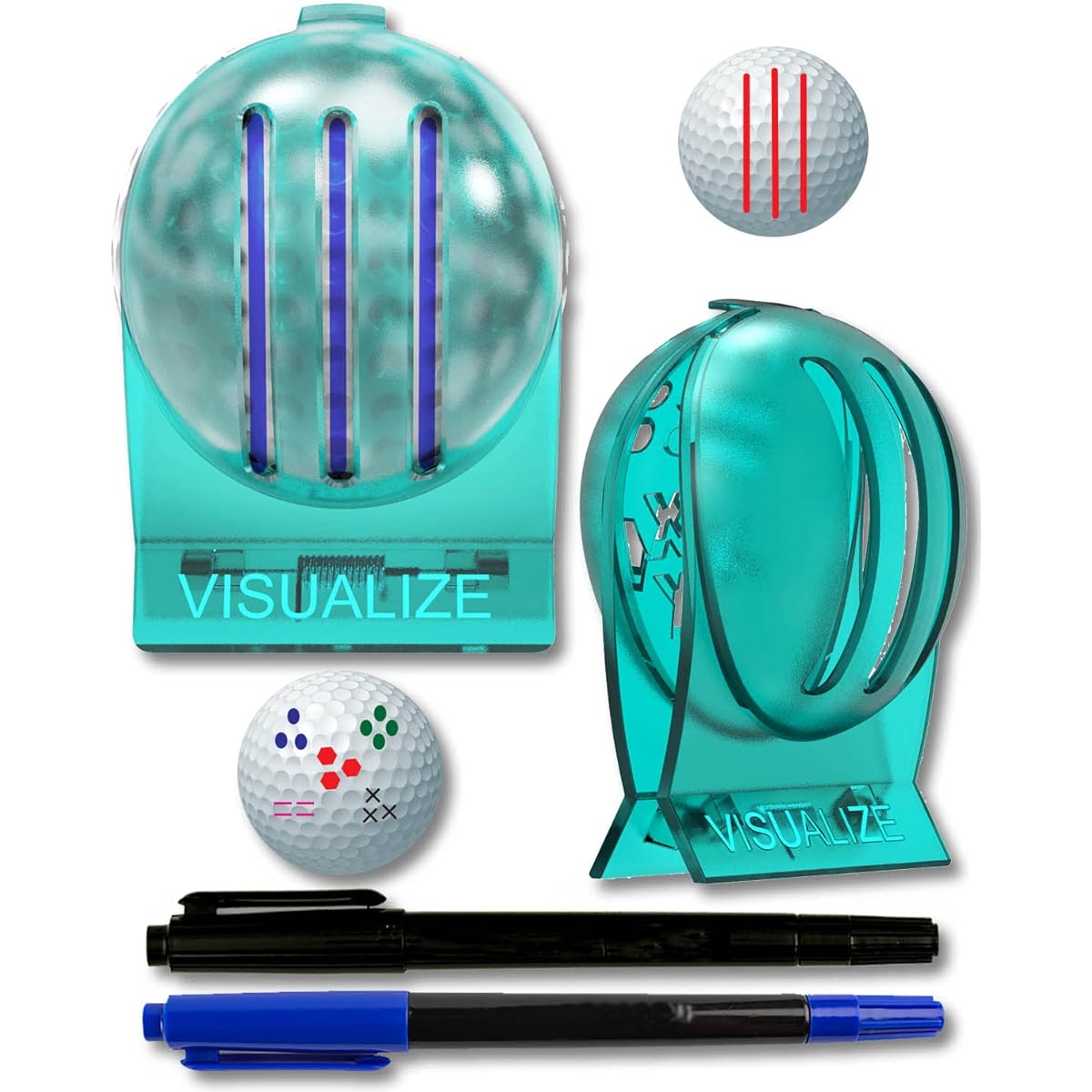 VISUALIZE TRI-LINE Original 3 Line Golf Ball Line Marker Set (2 Pack) Golf Marker Golf Line Marker 3 Line Golf Ball Marker Ball Marker Golf Accessories for Men Golf Ball Line Marker Ranking, Golf Ball Marker Stencil, Golf Ball Marker
